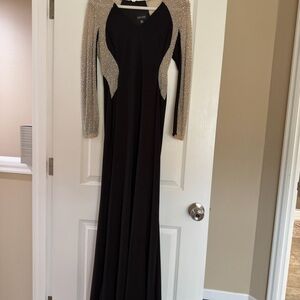 Xscape Black Dress with Silver Accents